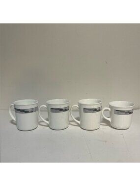Corelle Corning Optic Pattern Coffee Mugs – Set of 4, Vintage